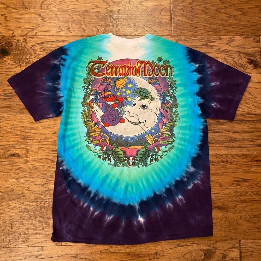 VTG Grateful Dead Terrapin Moon Tie Dye Shirt Mens XXL Purple Blue Graphic Tee